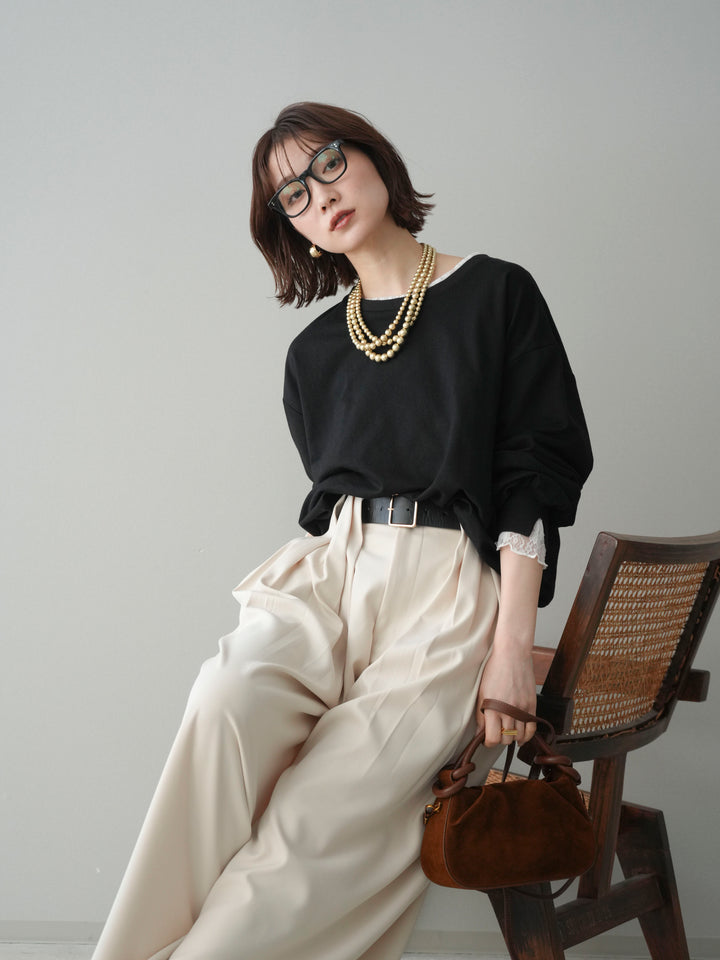 [予約]袖レースカットバルーンプルオーバー/black