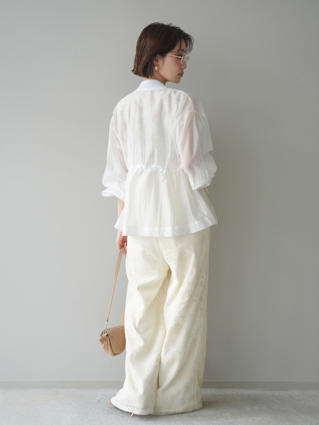 [SET]レース刺繍サロペット+ドロストシアーブルゾン(2set)