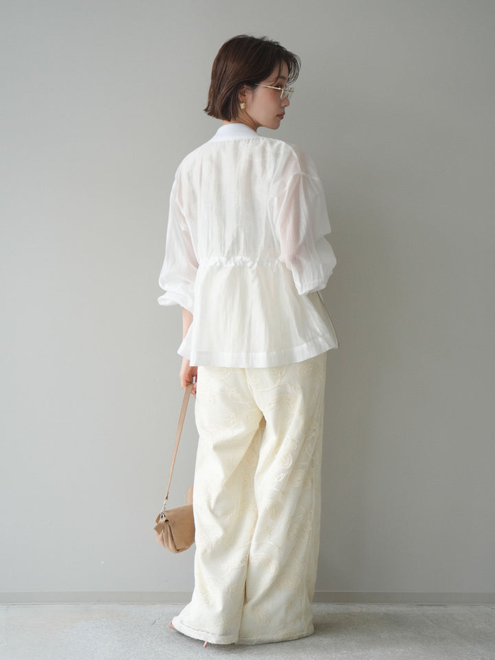 [SET]レース刺繍サロペット+ドロストシアーブルゾン(2set)