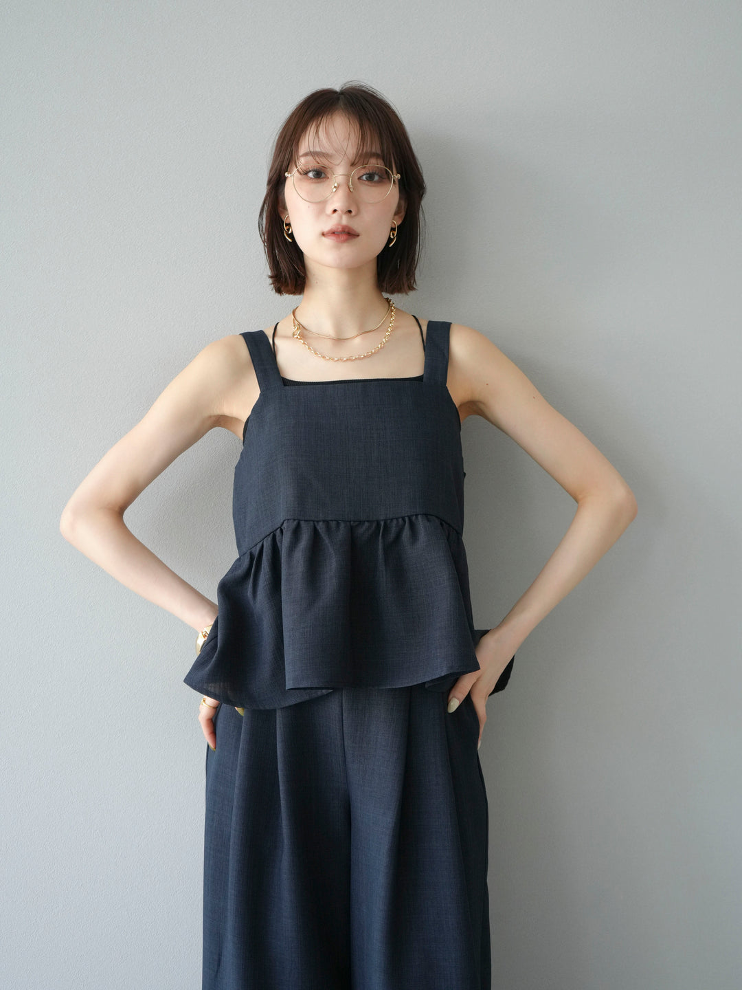 [予約]リネンライクビスチェ/チャコール