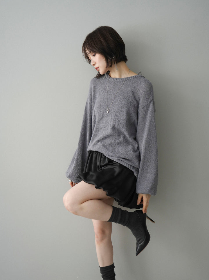 [予約]バックシアーフラワーレースニットプルオーバー/gray