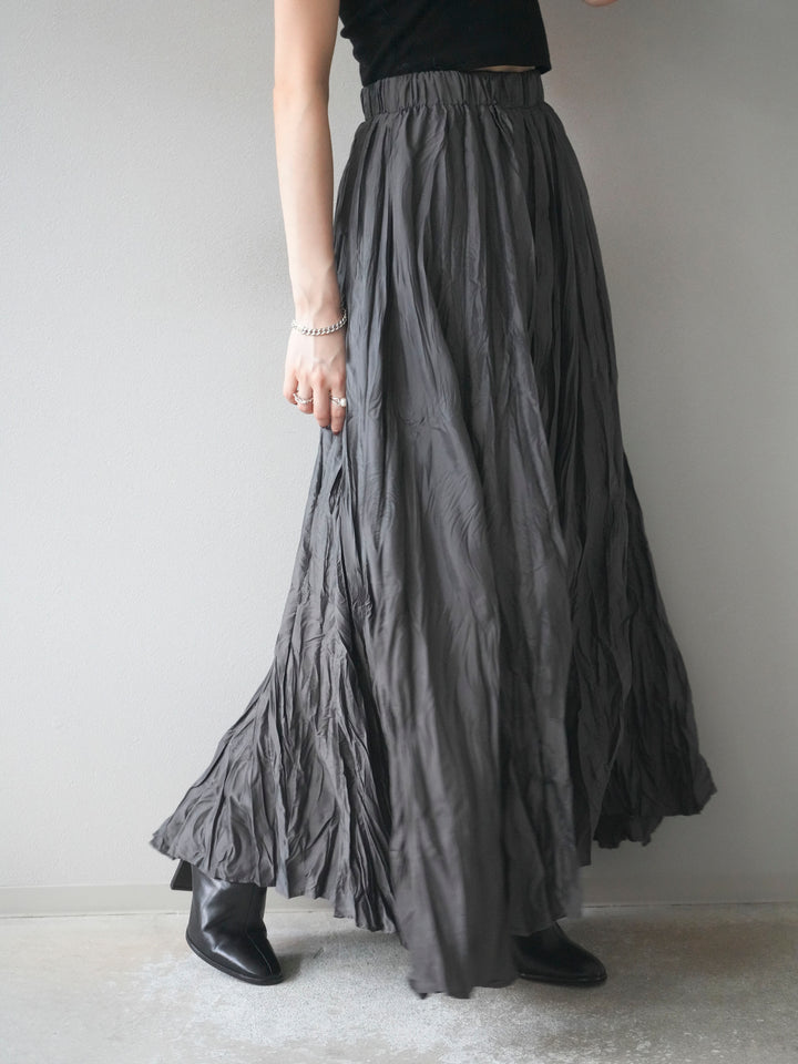 [予約]ワッシャープリーツロングスカート/charcoal