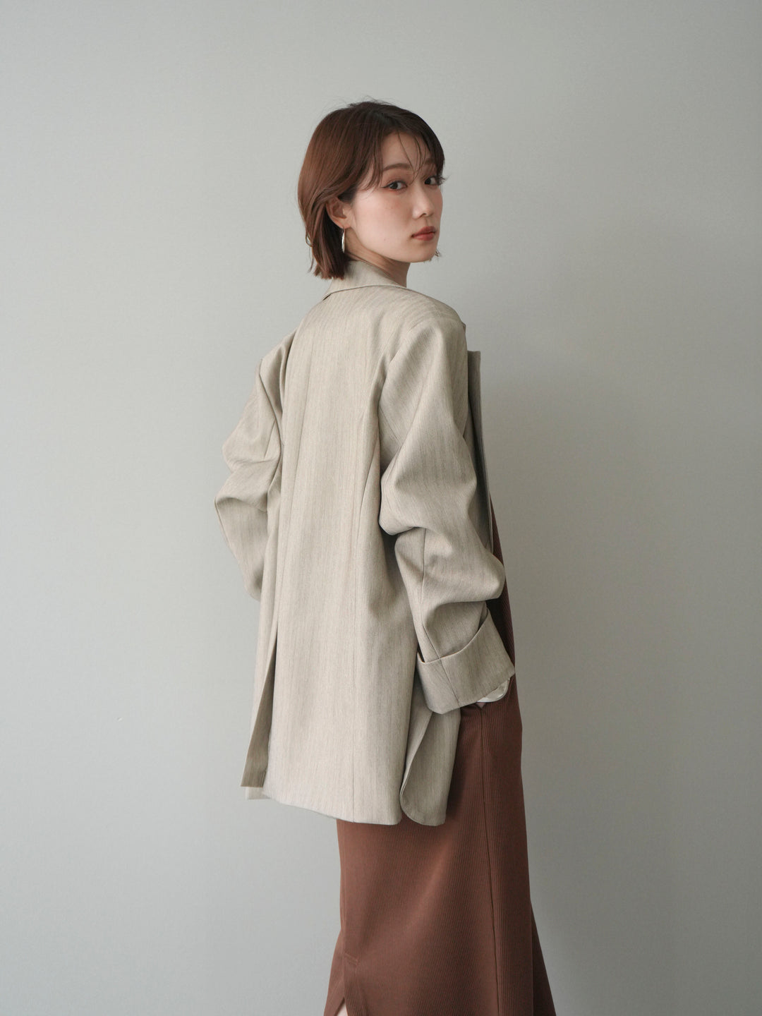 [予約]バイカラーレイヤードノースリーブワンピース/brown