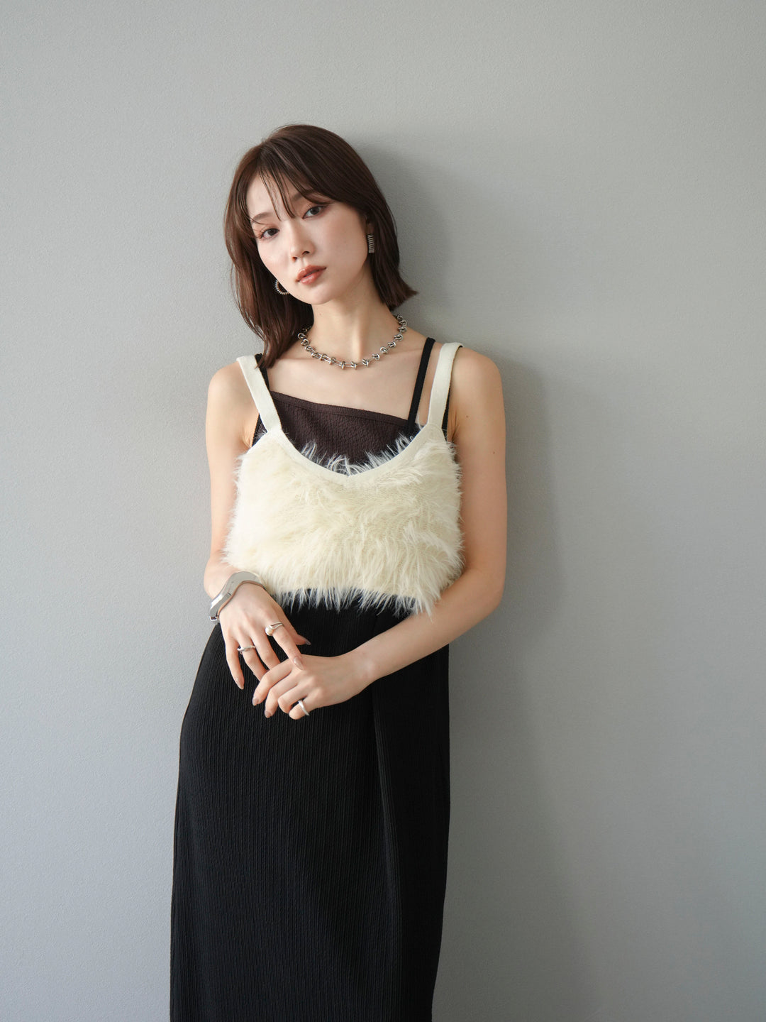 [予約]シャギーニットビスチェ/アイボリー