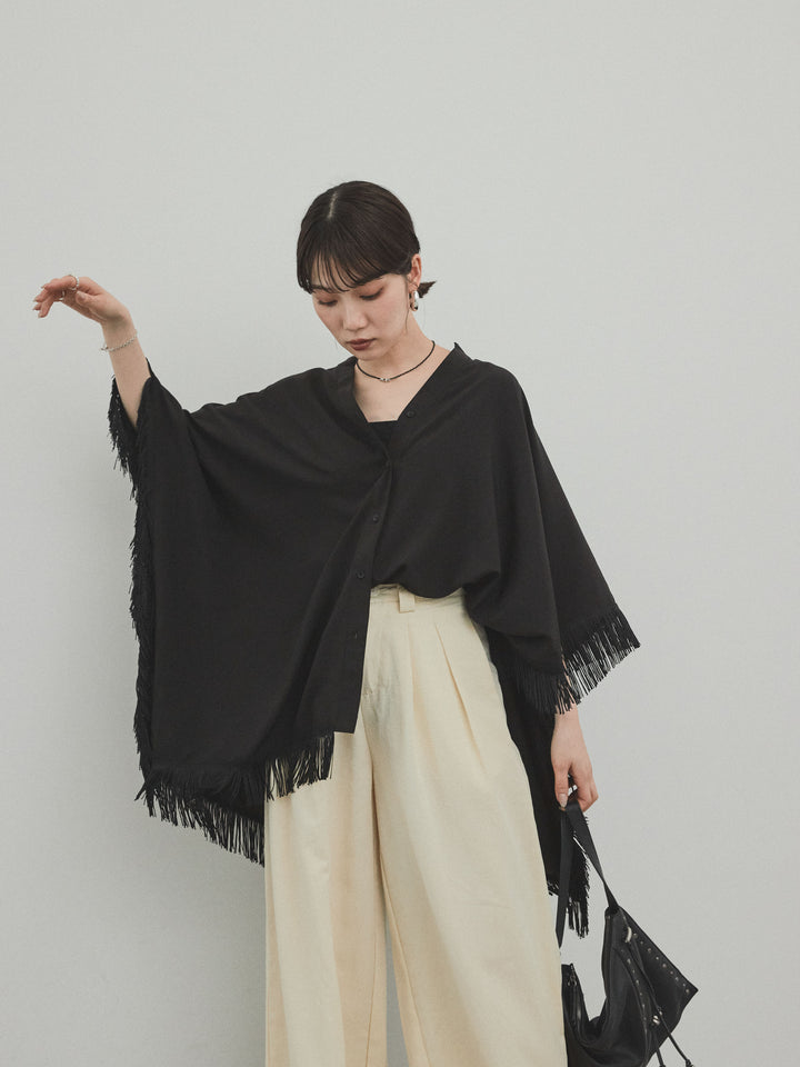 [SET] 方形流蘇斗篷襯衫 + 方形流蘇斗篷襯衫（2 件套）