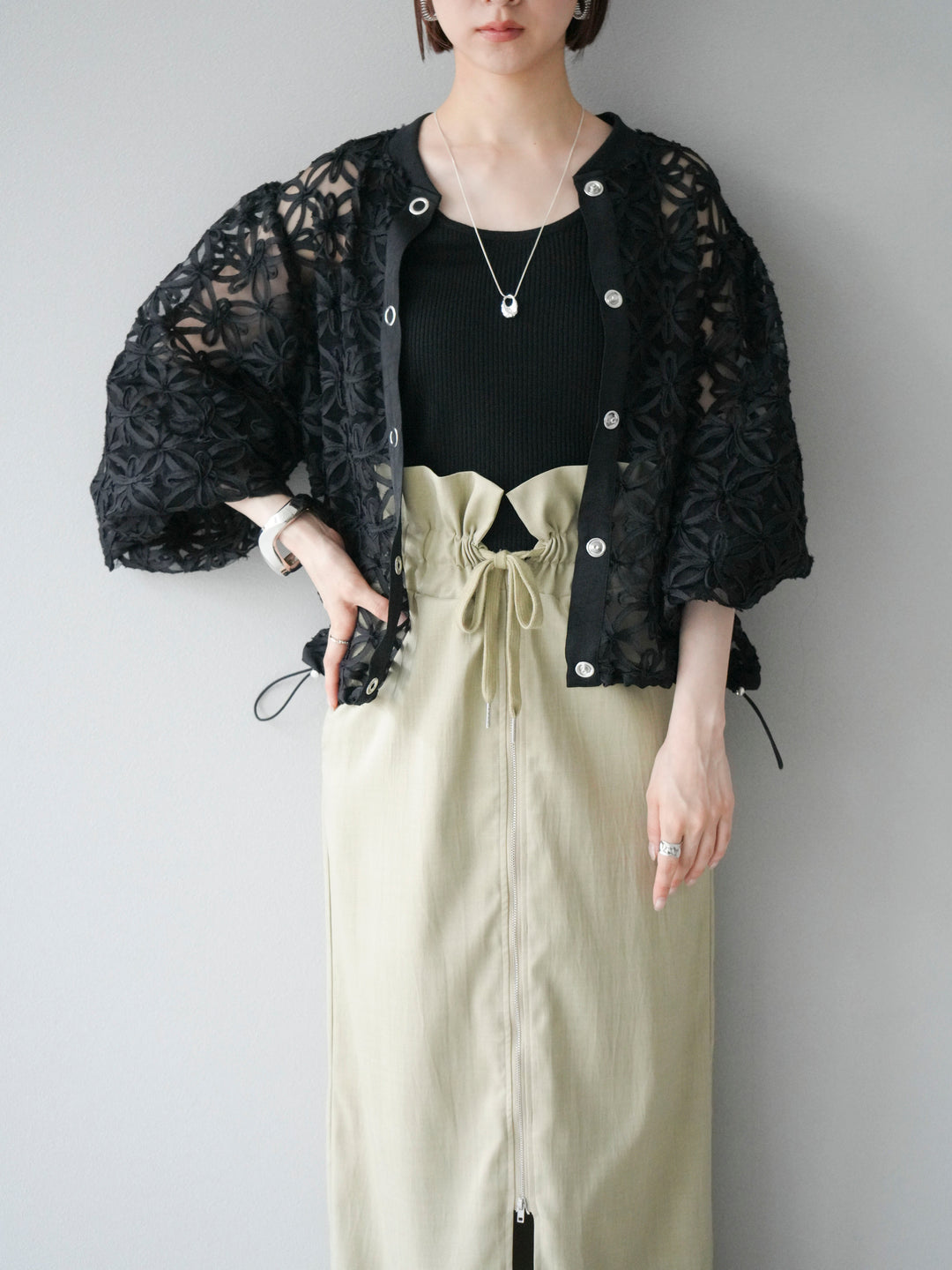 [予約]テープレースシアーブルゾン/ブラック