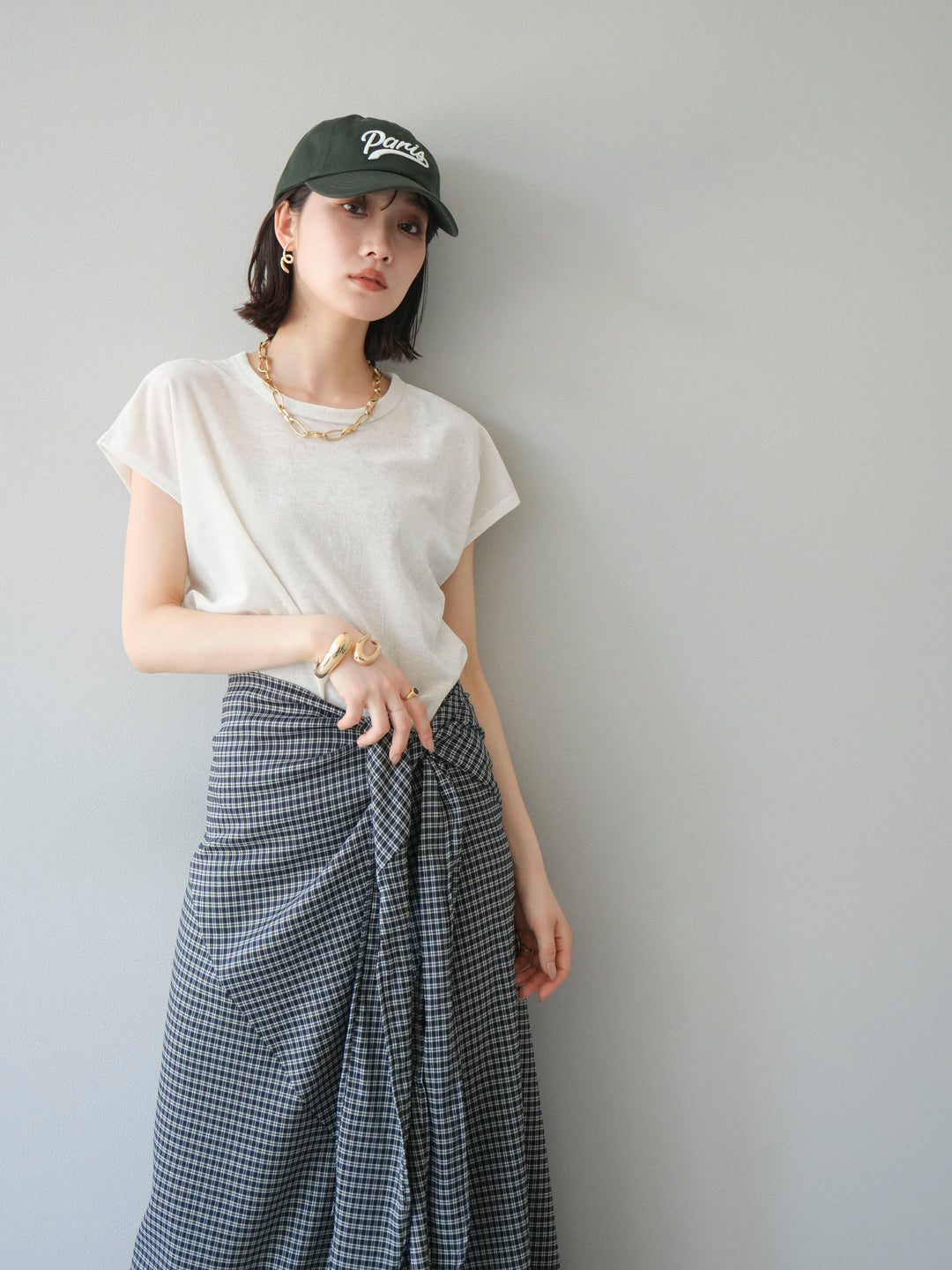 [SET]シアーベロアプルオーバー+サイド巻きツイルスカート(2set)