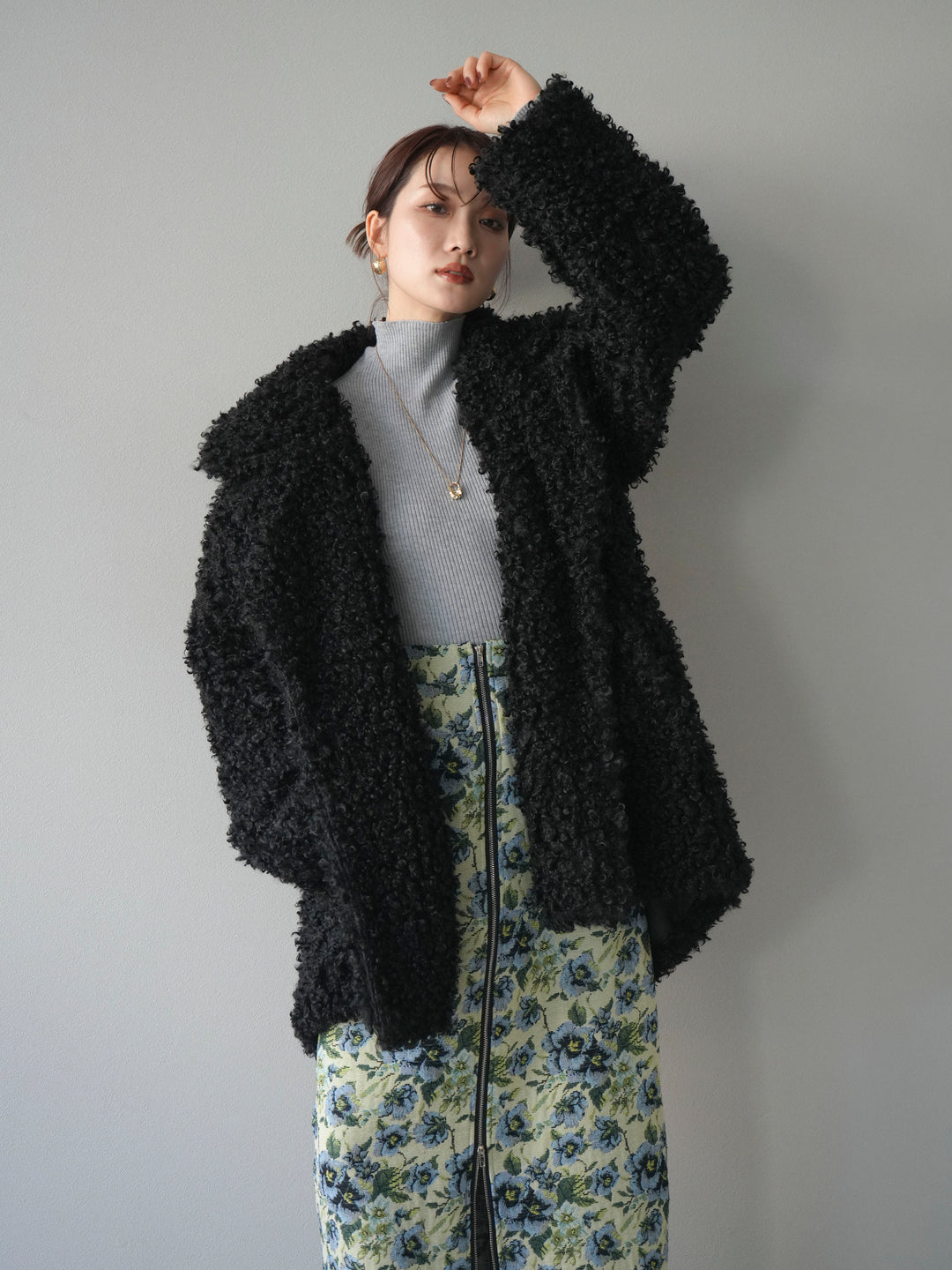 [予約]プードルファーダブルミドルコート/black