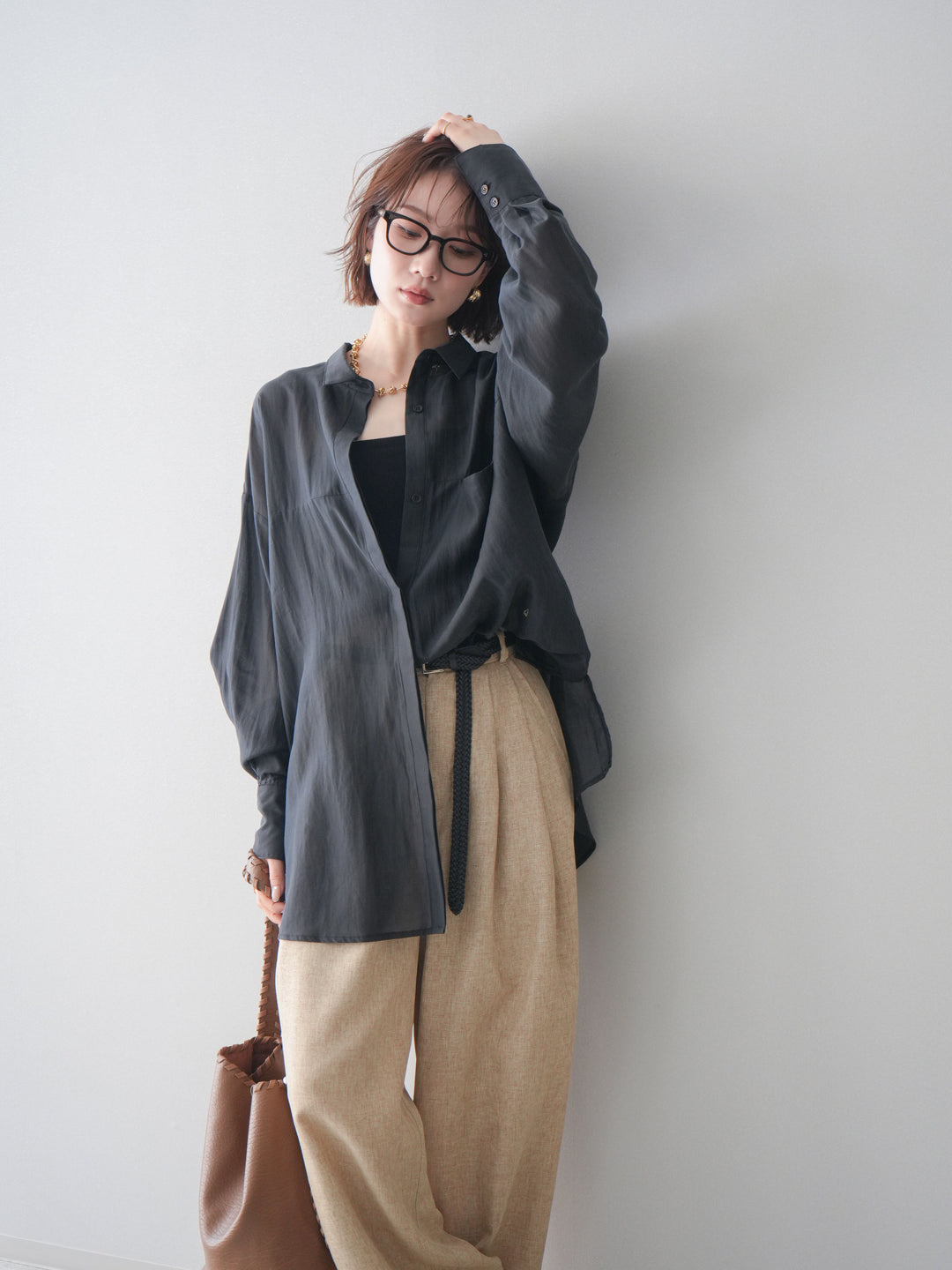 [予約]シアーオーバーシャツ/black