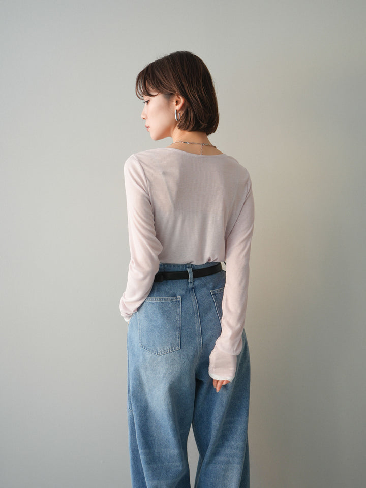 [予約]シアーリブバイカラーカーディガン/pink