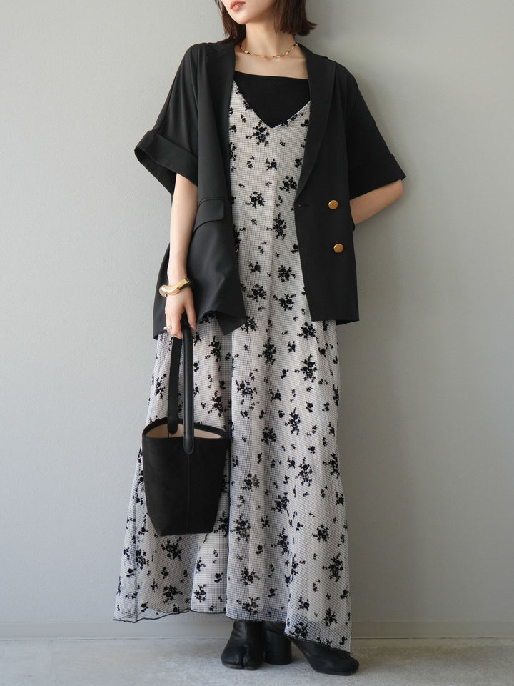 [予約]フロッキーチュールレイヤードベロアキャミワンピース/ベージュ