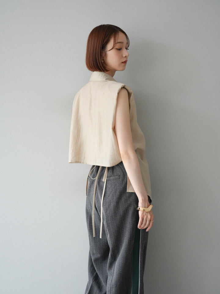 [予約]サイドラインストライプワイドパンツ/チャコール