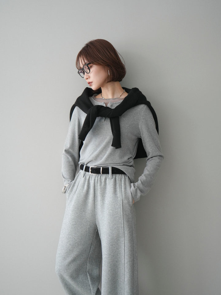 [予約]チュールレイヤードヘンリーネックカットソー/gray