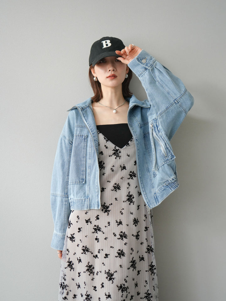 [予約]ZIPポケットデニムショートブルゾン/ブリーチ