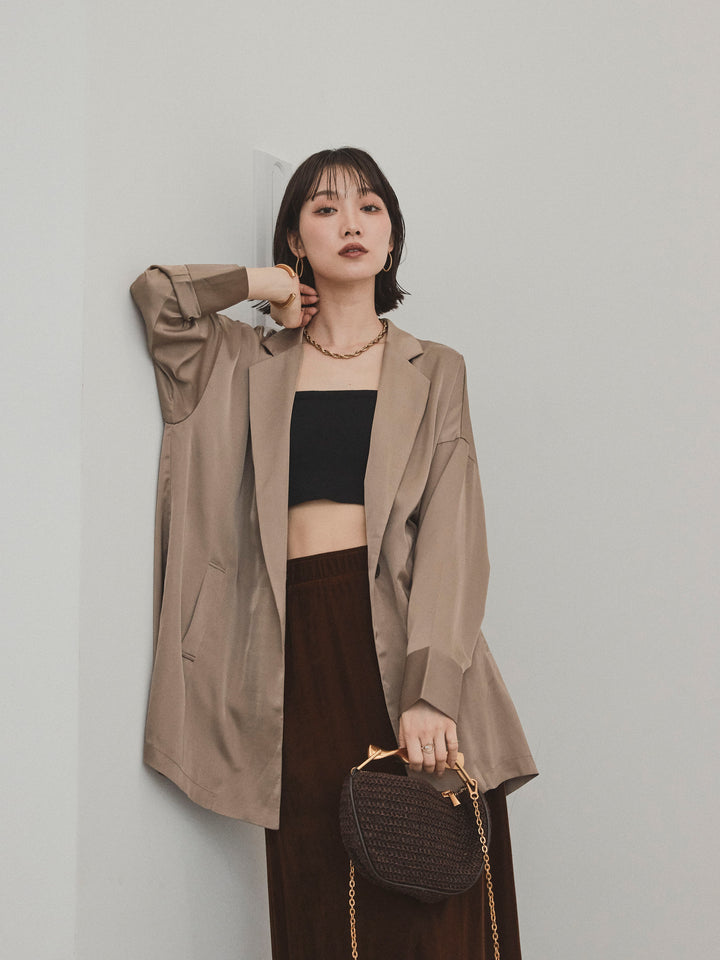 [SET] 霧面緞面外套 + 天鵝絨半身裙 (2set)