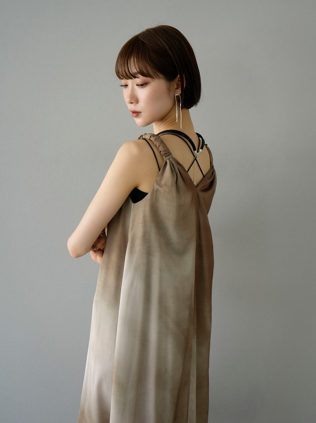 [Pre-order] Gradient design shoulder dress/green