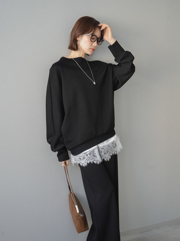 [予約]アシンメトリーオフショルポンチプルオーバー/black