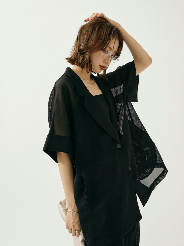 【Allure】[SET]メッシュハーフテーラードジャケット+メッシュハーフテーラードジャケット(2set)