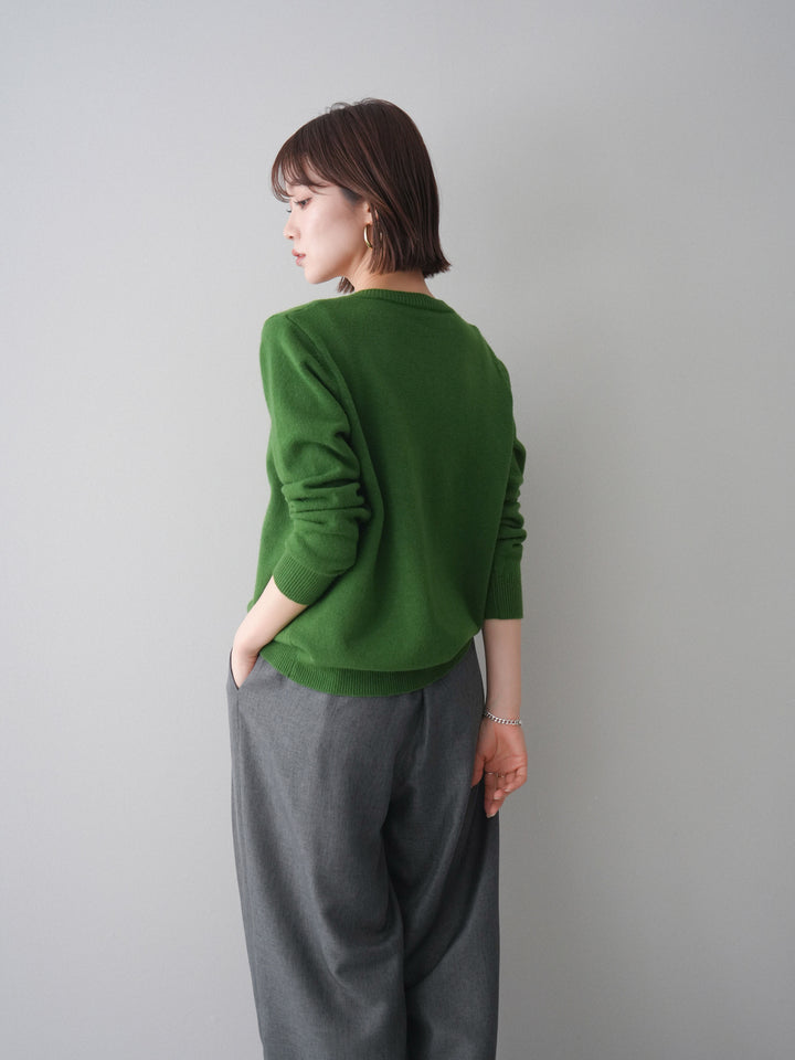 [予約]ハートボタンニットカーディガン/green