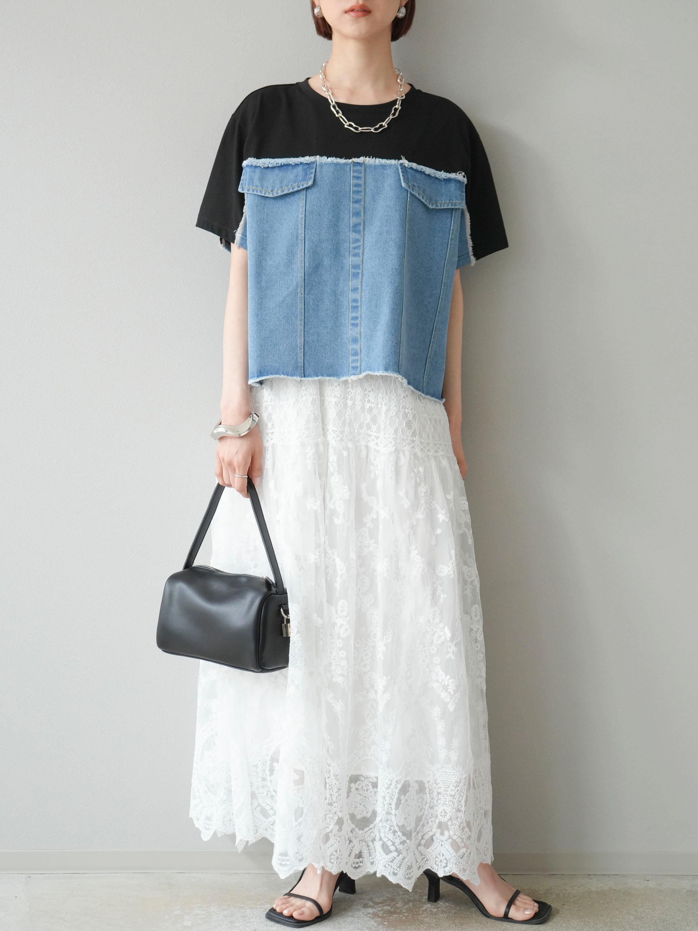 予約]デニムドッキングTシャツ/ブラック – Lumier