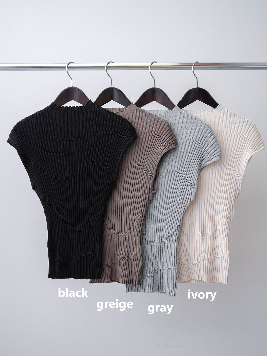 【套裝】Mode Line 羅紋法式針織上衣 + Mode Line 羅紋法式針織上衣（兩件套）