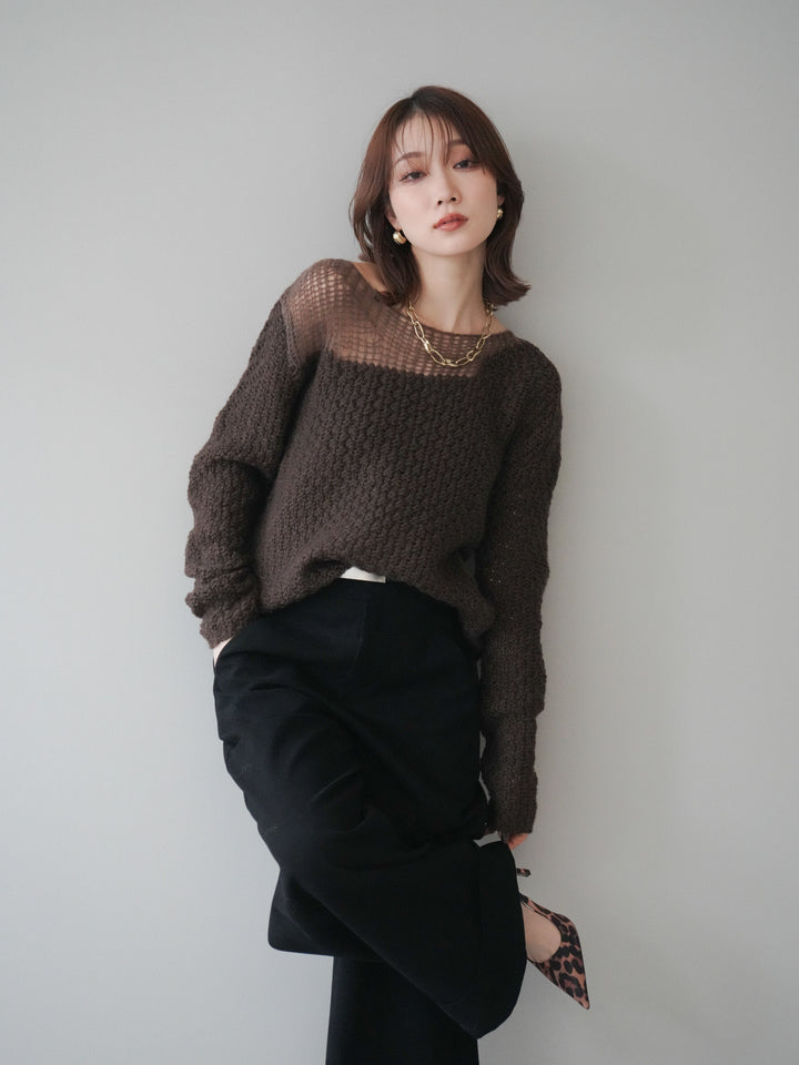 [予約]ダメージデザインニットプルオーバー/brown