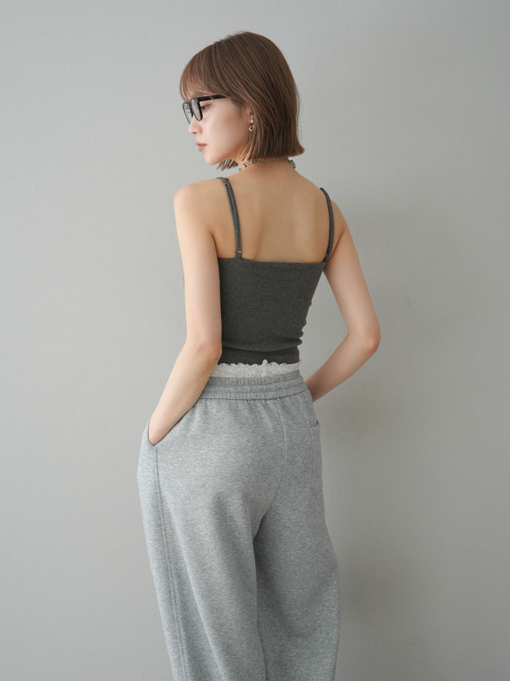 [予約]カップ付テレコリブベアキャミソール/モカ