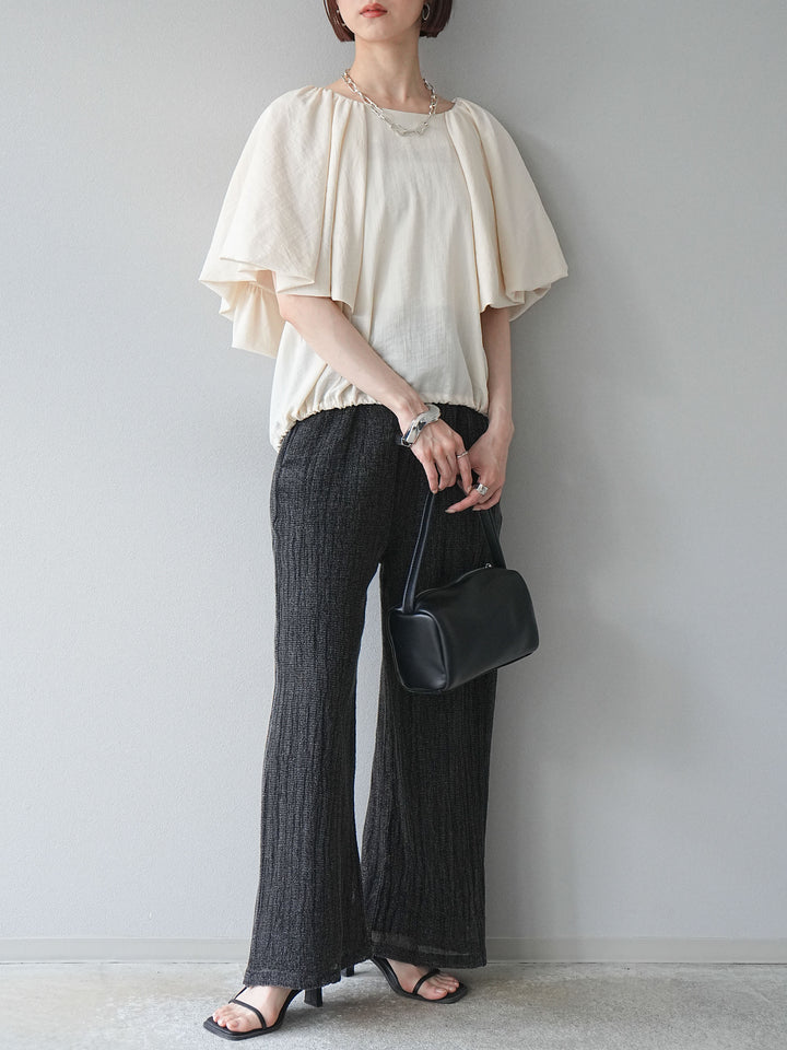 [予約]コットンラメメッシュイージーパンツ/グレー