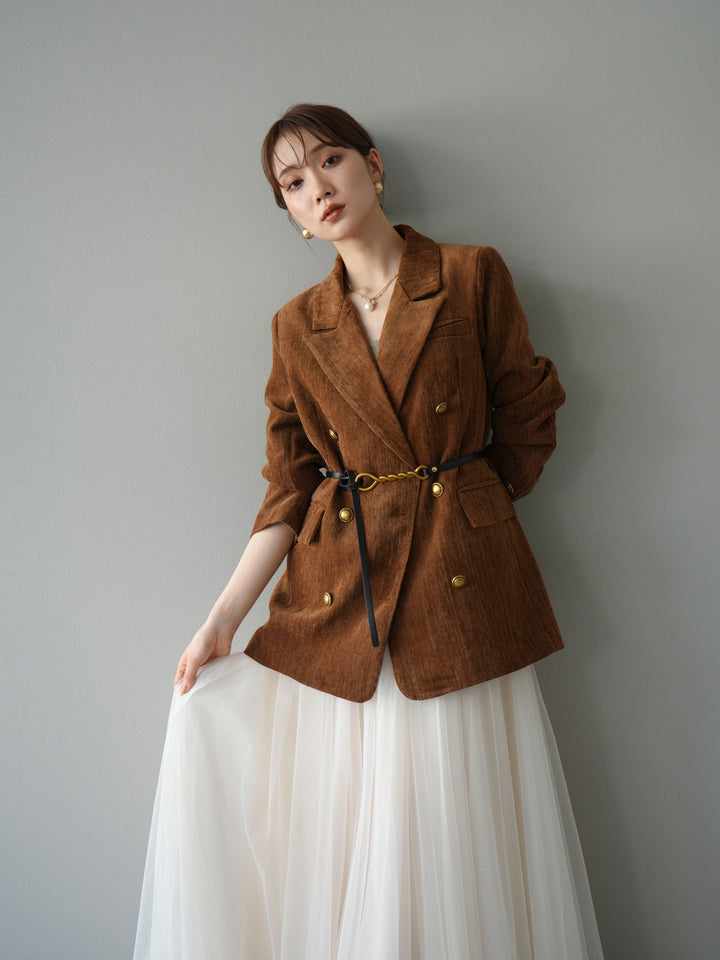 [SET]ベロアダブルジャケット+チュールボリュームスカート(2set)