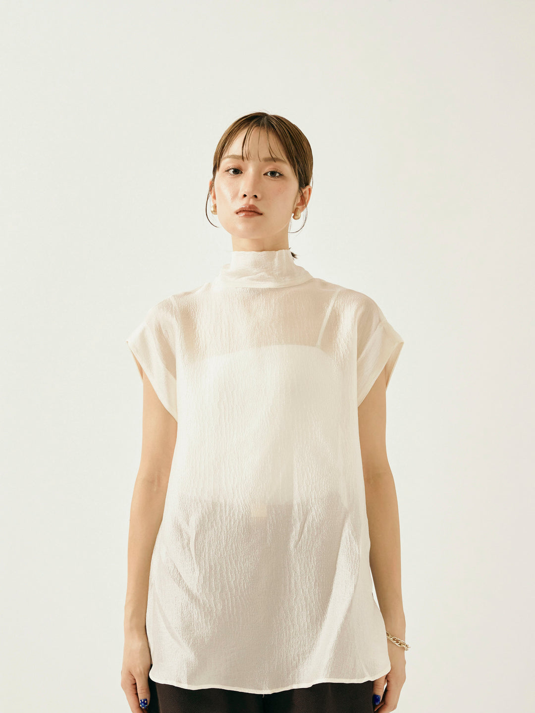 [予約]シャイニーシアーブラウス/アイボリー