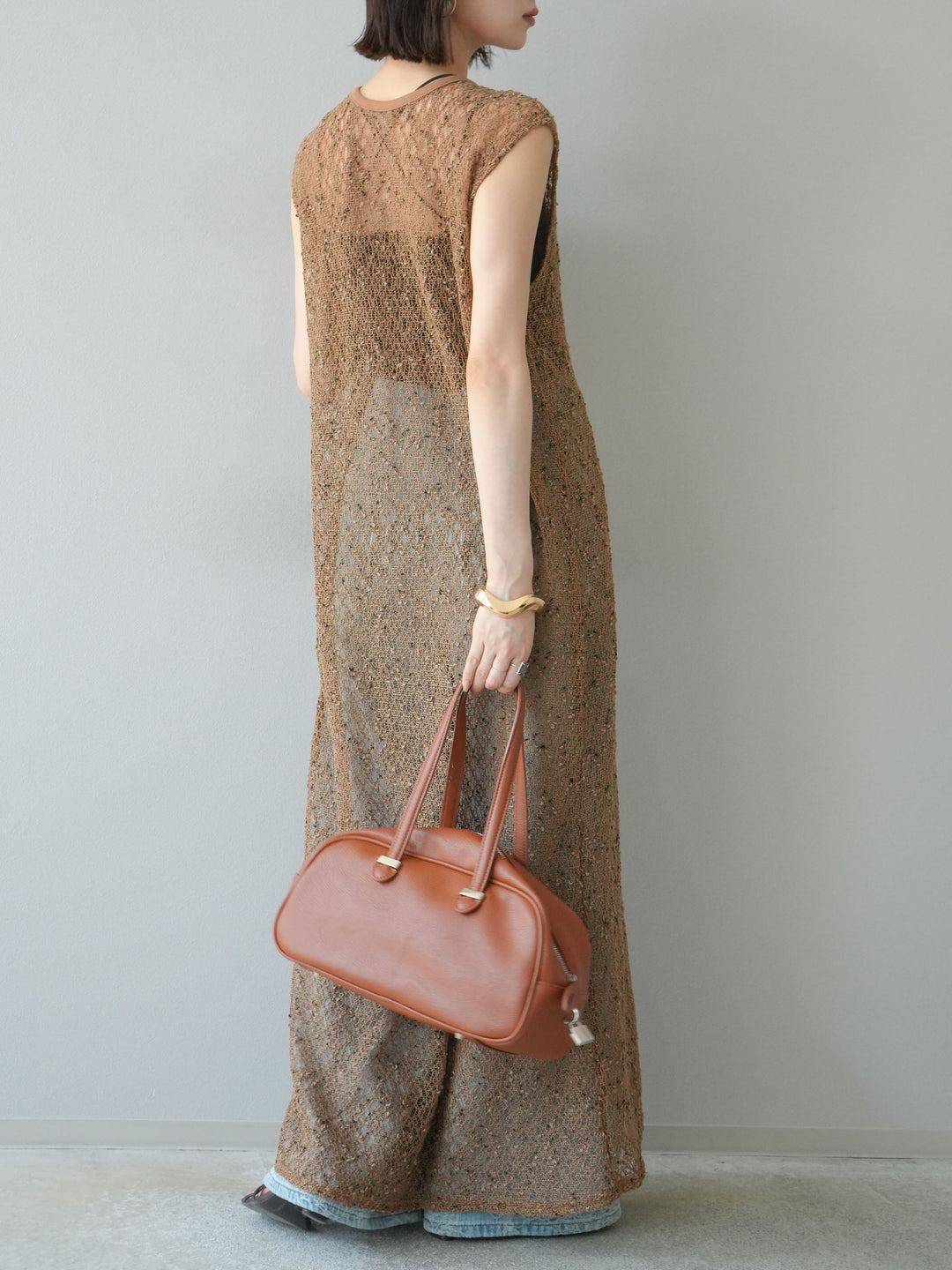 [予約]2WAYネップメッシュワンピース/ブラウン