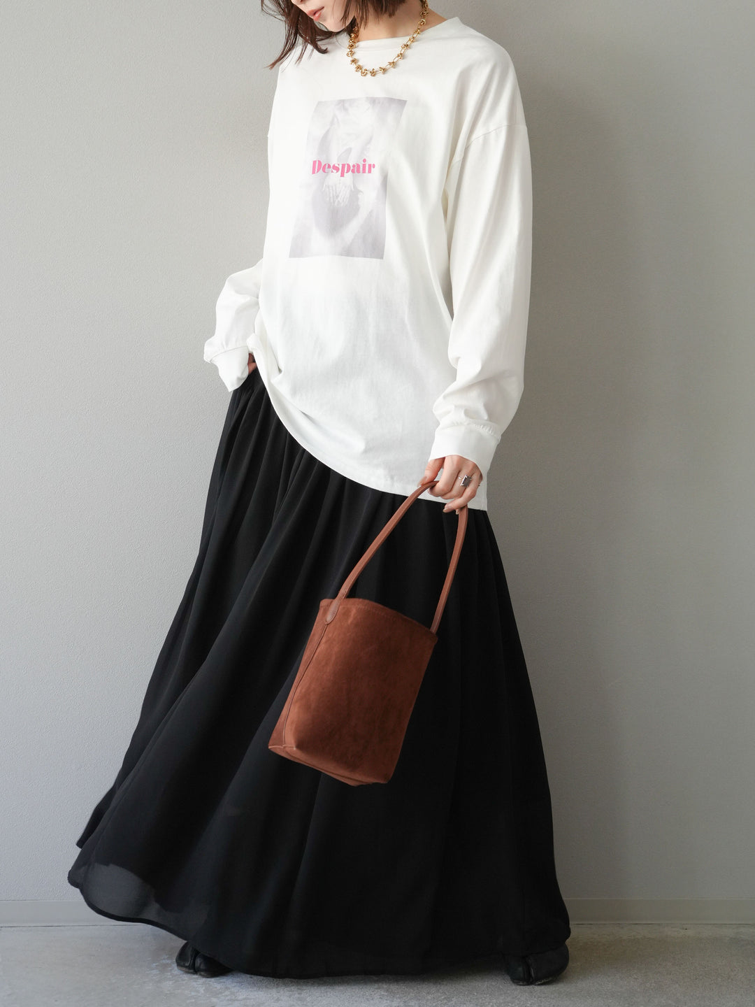 [予約]シフォンフレアスカート/ブラック