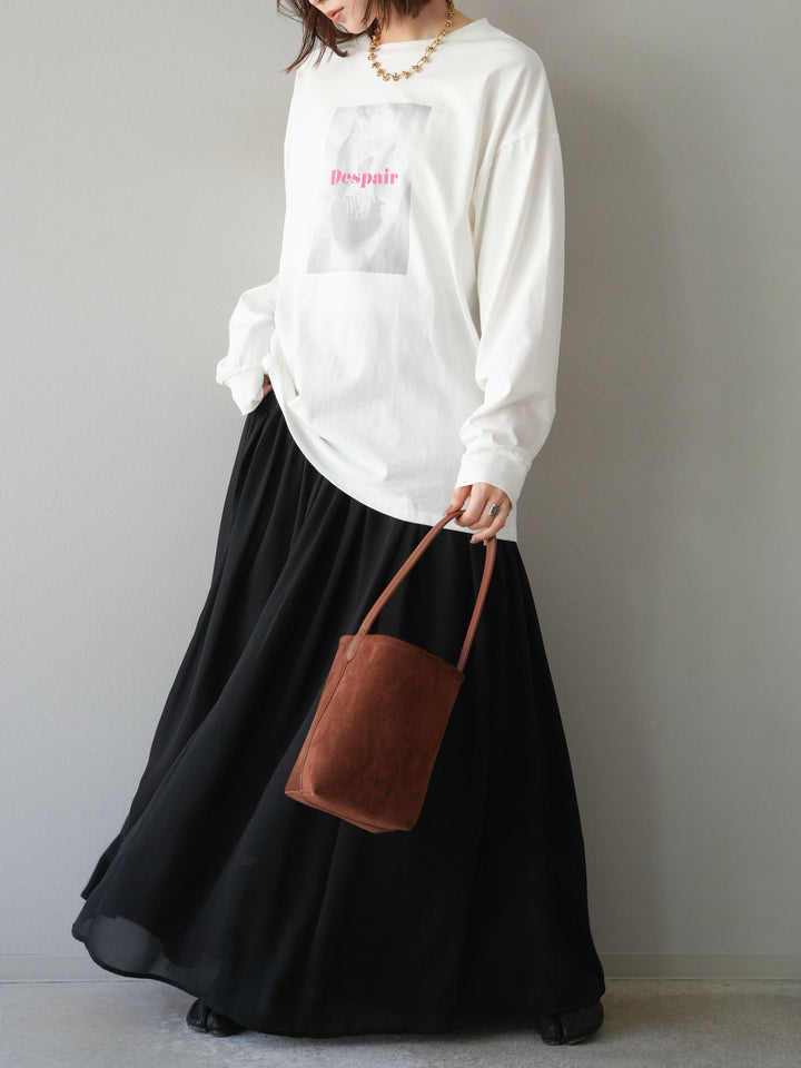 [予約]シフォンフレアスカート/ブラック