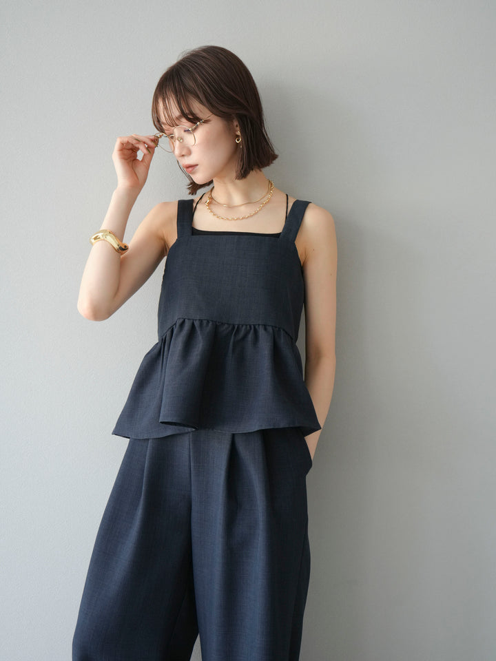 [SET]リネンライクビスチェ+リネンライクイージーワイドパンツ(2set)