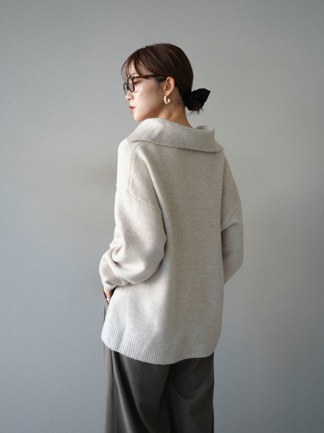 [予約]スキッパーオーバーニットプルオーバー/oatmeal