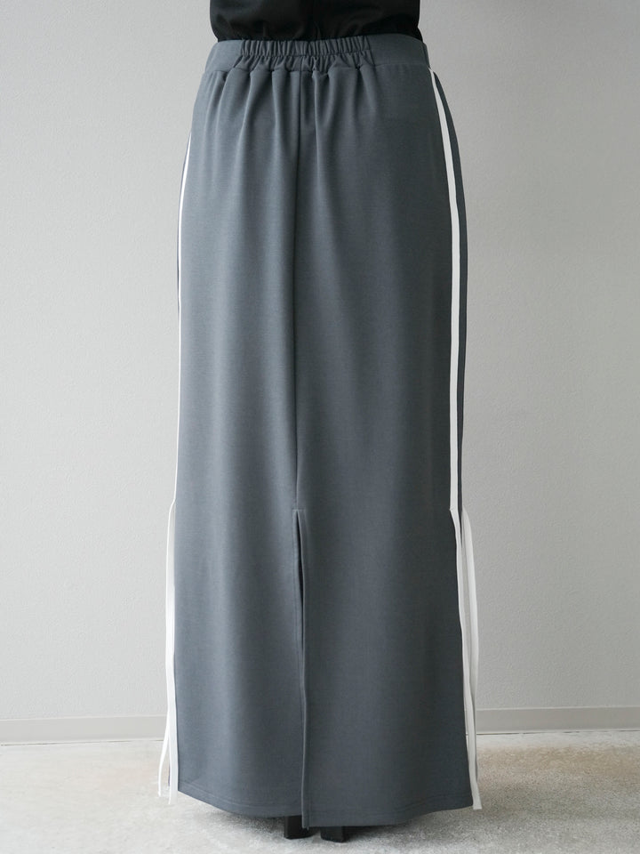 [予約]サイドラインジャージナロースカート/チャコール