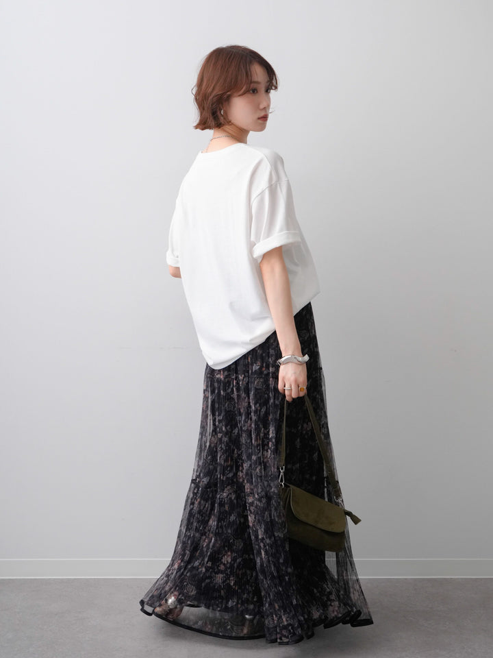 [SET]ニュアンスフォトTEE+フラワーチュールギャザースカート(2set)