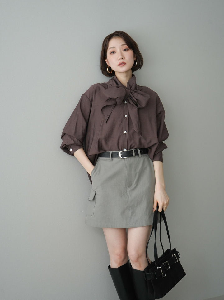 [SET]シアーボウタイブラウス+シアーボウタイブラウス(2set)