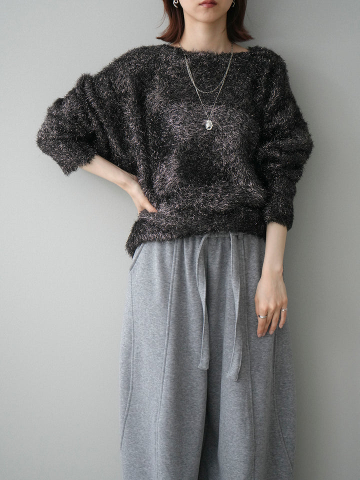 [予約]ラメシャギードルマンニットプルオーバー/brown