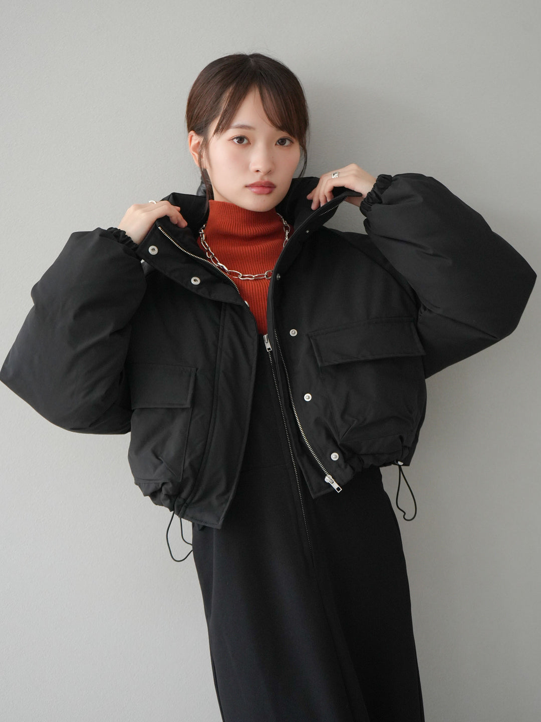 [予約]ファイバーダウンショートブルゾン/ブラック