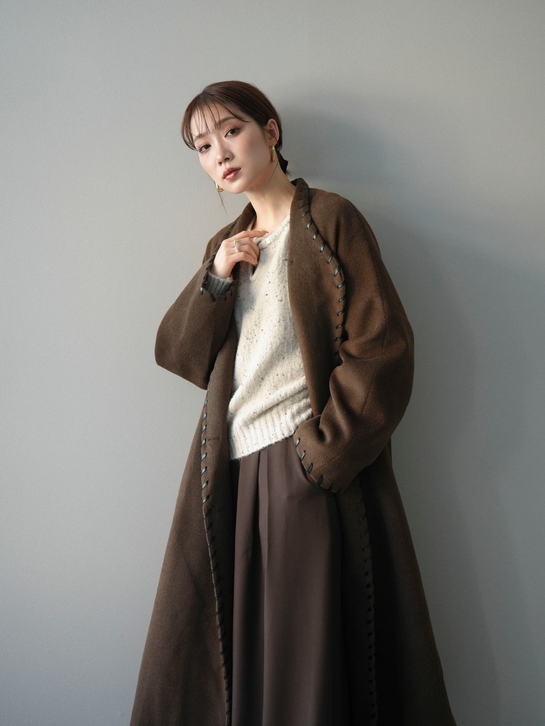 [SET]ハンドステッチ裏中綿ロングコート+ハンドステッチ裏中綿ロングコート(2set)