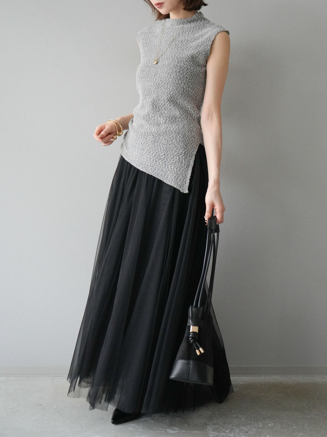 [予約]チュールボリュームスカート/ブラック