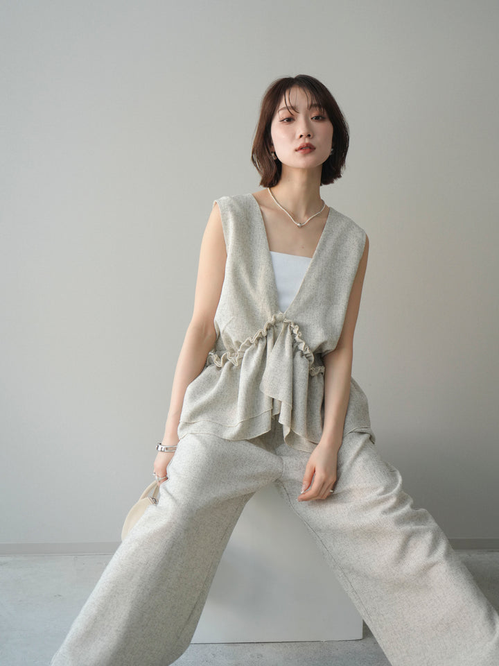 [SET]3WAYミックスツイードギャザーオールインワン+選べるアクセセット(2set)