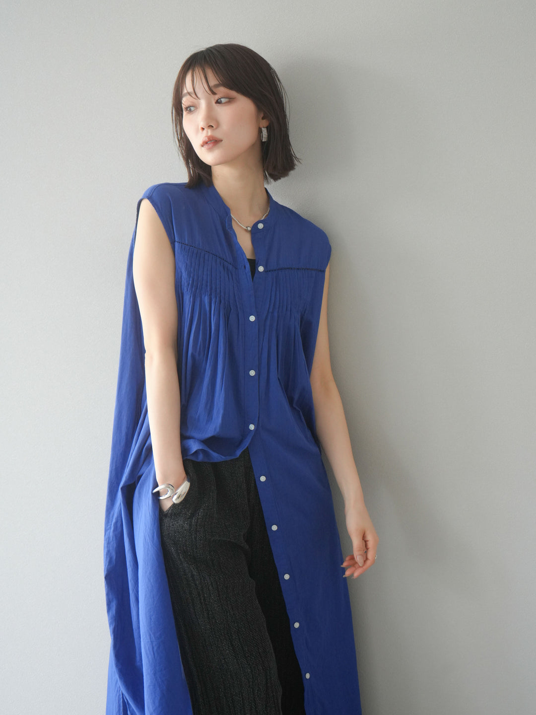 [予約]インド製コットンボイルワンピース/ロイヤルブルー