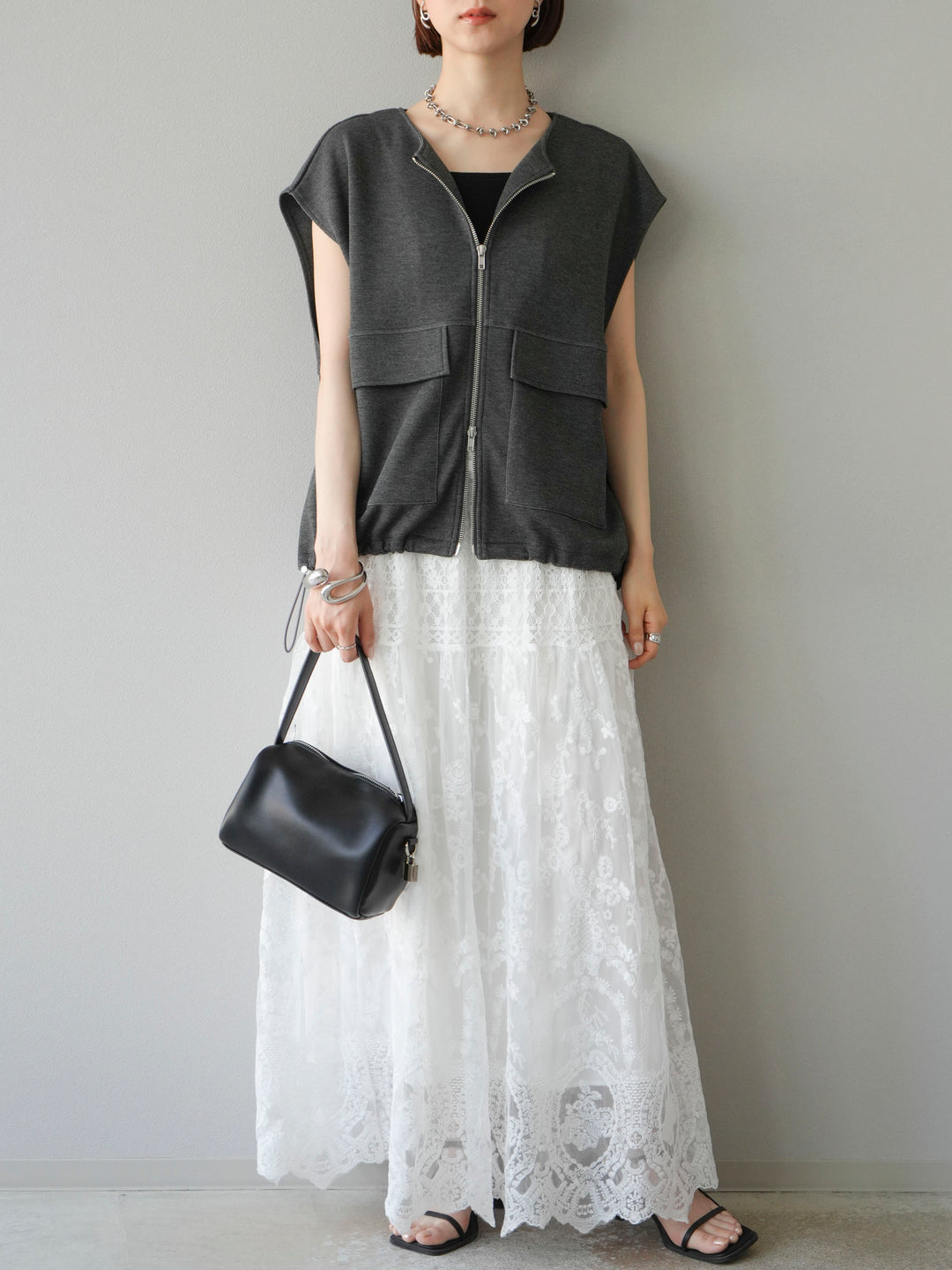 [予約]ライトポンチZIPブルゾン/チャコール