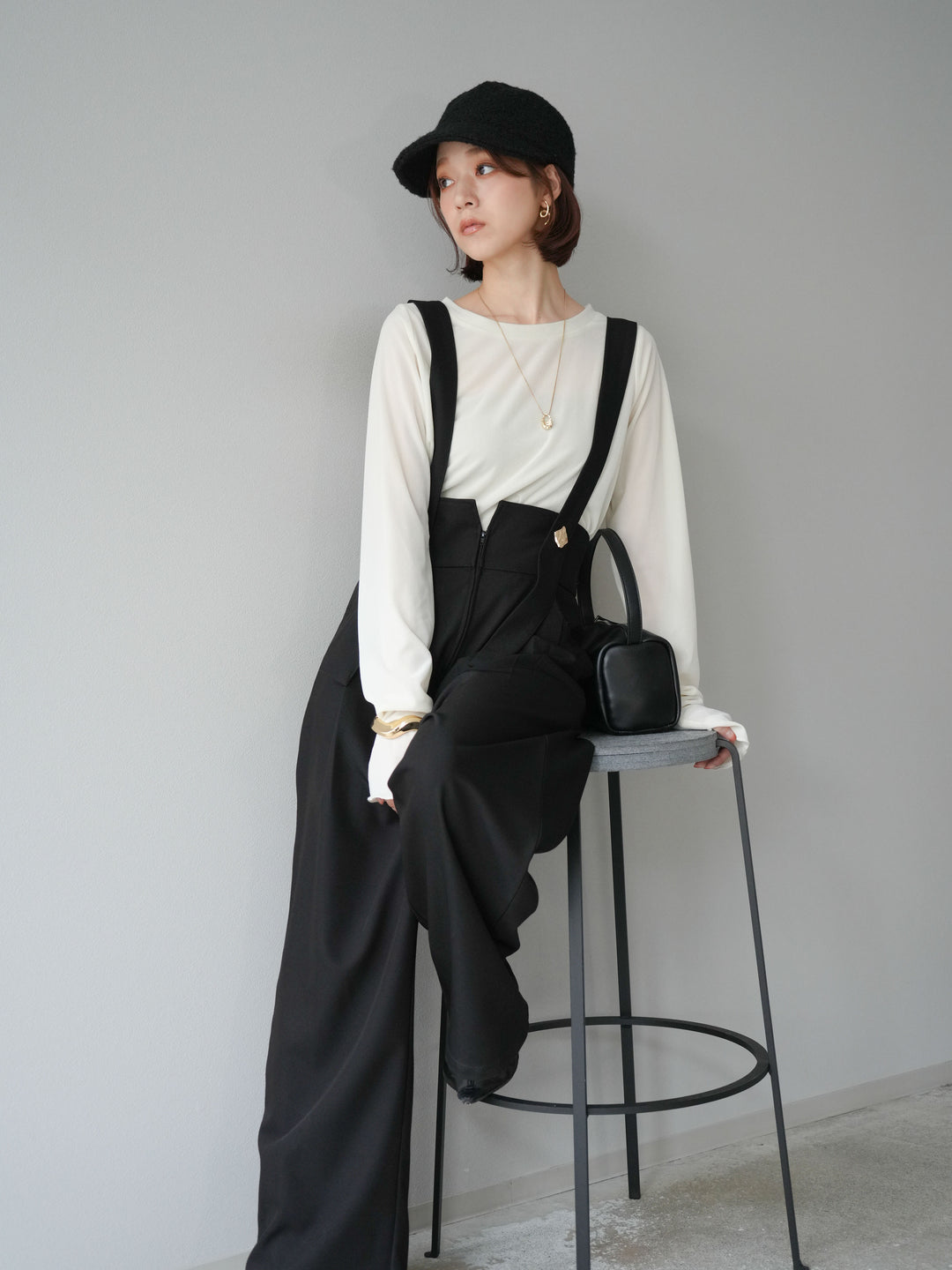 [予約]シアーベロアフィンガーホールトップス/アイボリー