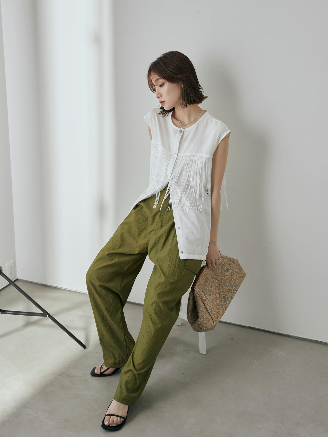 [予約]フリンジノースリブラウス/オフ