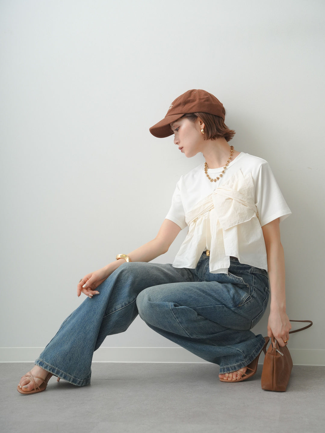 [SET]ナイロンドッキングツイストTEE +選べるアクセセット(2set)