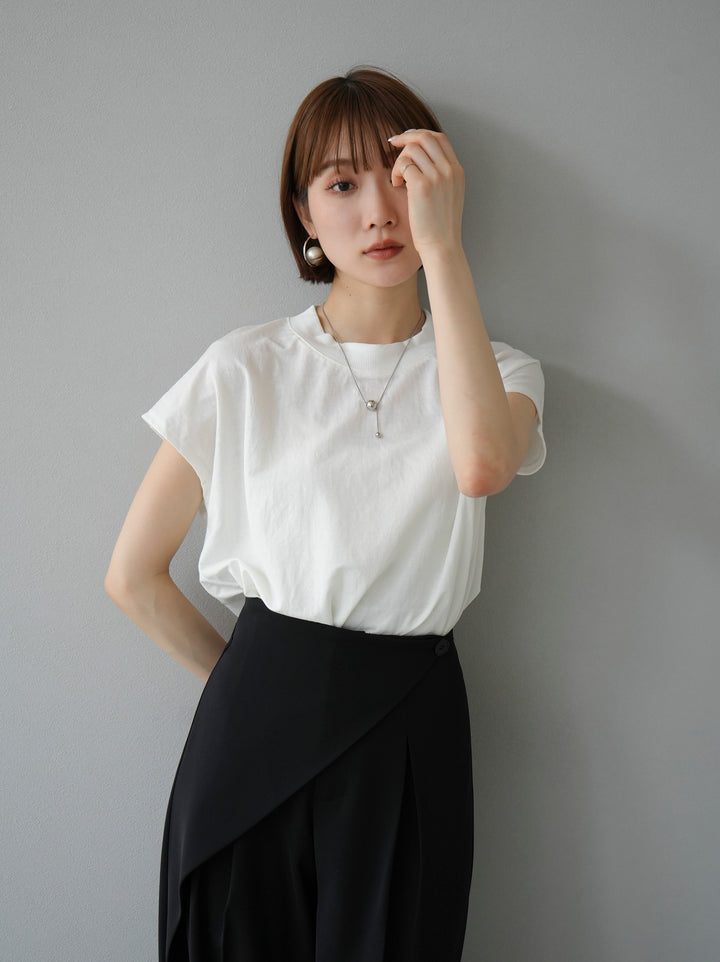 [Pre-order] Cool-touch petite neck French sleeve T-shirt/White