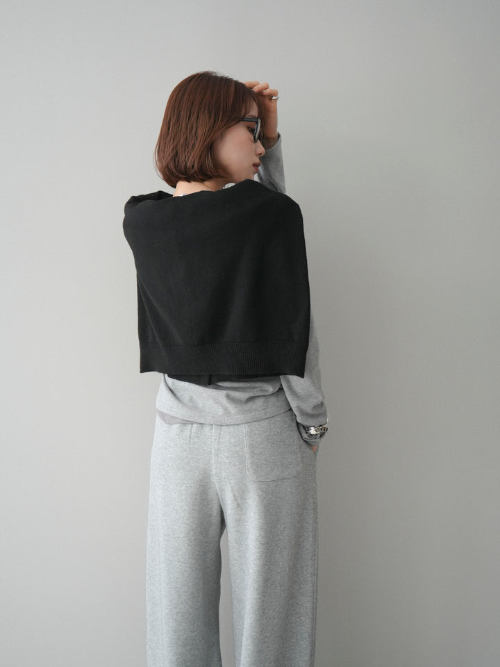 [予約]チュールレイヤードヘンリーネックカットソー/gray